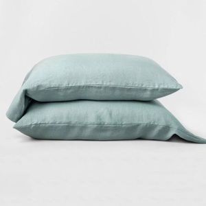 Standard 100% Washed Hemp Solid Pillowcase Set Sage Green - Casaluna